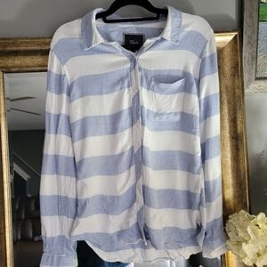 Rails stripped button down women blue and white top